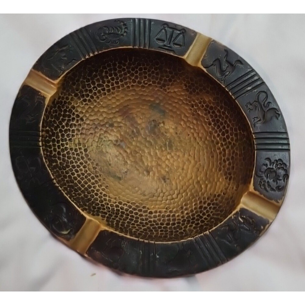 Vintage Oppenheim Zodiac Dish – Israel – Hammered Metal Astrology Tray Model 865